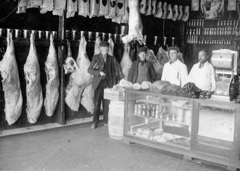 A.C. Graves Meat Market, Harlowton, February 1912